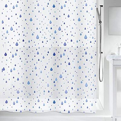 Spirella PEVA Waterdrop douchegordijn, 180 x 200 cm, blauw Spirella PEVA Waterdrop douchegordijn, 180 x 200 cm, blauw