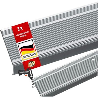 Floordirekt Traprandprofiel aluminium L-vorm, 1 stuk, 90 x 3,5 x 3 cm, voorgeboord, zilver, voor parket en laminaat, montagemateriaal inbegrepen, Integral trapneusprofiel Floordirekt Traprandprofiel aluminium L-vorm, 1 stuk, 90 x 3,5 x 3 cm, voorgeboord, zilver, voor parket en laminaat, montagemateriaal inbegrepen, Integral trapneusprofiel