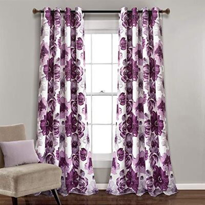Lush Decor Room Darkening 2 stuks geïsoleerde raamgordijnpanelen paars en grijs blad 2 stuks Lush Decor Room Darkening 2 stuks geïsoleerde raamgordijnpanelen paars en grijs blad 2 stuks