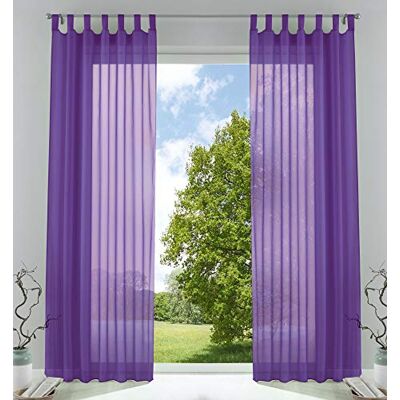 Gardinenbox Set van 2 transparante gordijnen, set van 2 gordijnen, voor de woonkamer, voile met lood-sluiting, 100% polyester, lila, H x 245 x 140 cm Gardinenbox Set van 2 transparante gordijnen, set van 2 gordijnen, voor de woonkamer, voile met lood-sluiting, 100% polyester, lila, H x 245 x 140 cm