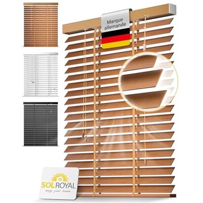 Sol Royal Houten jaloezie, extra brede lamellen, 50 mm, raamrolgordijn, 120 x 180 cm, eenvoudige montage aan muur en plafond, inkijkbescherming, jaloezieën voor ramen en deuren, rolgordijn 120x180cm chêne montage facile mur & plafond fenêtre intérieurs Sol Royal Houten jaloezie, extra brede lamellen, 50 mm, raamrolgordijn, 120 x 180 cm, eenvoudige montage aan muur en plafond, inkijkbescherming, jaloezieën voor ramen en deuren, rolgordijn 120x180cm chêne montage facile mur & plafond fenêtre intérieurs