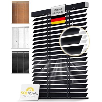 Sol Royal Houten jaloezie, extra brede lamellen, 50 mm, raamrolgordijn, 105 x 180 cm, eenvoudige montage aan muur en plafond, inkijkbescherming, jaloezieën voor ramen en deuren, hout Sol Royal Houten jaloezie, extra brede lamellen, 50 mm, raamrolgordijn, 105 x 180 cm, eenvoudige montage aan muur en plafond, inkijkbescherming, jaloezieën voor ramen en deuren, hout