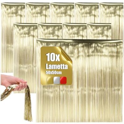 com-four ® 10 x Lametta, gouden slingers voor Kerstmis, boomdecoratie Gordijn met gladde draden com-four ® 10 x Lametta, gouden slingers voor Kerstmis, boomdecoratie Gordijn met gladde draden