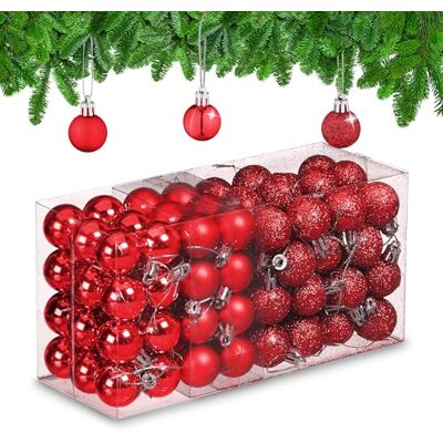 Relaxdays 96 stuks kerstballen, ondoorzichtig, glitter, hoogglans, kerstballen, hoogte 4 x 3 cm, kerstboomversiering, rood Relaxdays 96 stuks kerstballen, ondoorzichtig, glitter, hoogglans, kerstballen, hoogte 4 x 3 cm, kerstboomversiering, rood