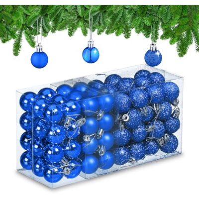 Relaxdays 96 stuks kerstballen, ondoorzichtig, glitter, glanzend, hoogte 4 x 3 cm, kerstboomversiering, blauw Relaxdays 96 stuks kerstballen, ondoorzichtig, glitter, glanzend, hoogte 4 x 3 cm, kerstboomversiering, blauw