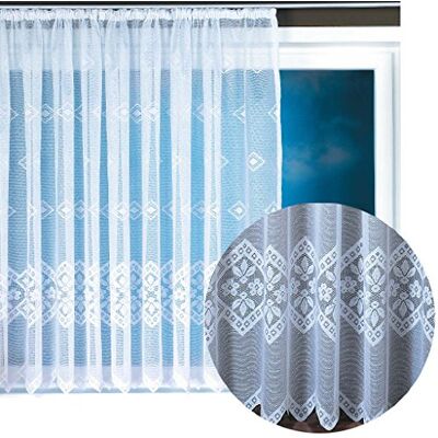 arsvita Philomena Universeel gordijn met kanten look, bloemenpatroon, wit, 500 x 145 cm arsvita Philomena Universeel gordijn met kanten look, bloemenpatroon, wit, 500 x 145 cm