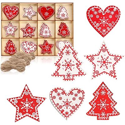 com-four ® 36-delige set houten hangers voor boomdecoratie kerstboomversiering, kerstboomversiering, kerstboomversiering com-four ® 36-delige set houten hangers voor boomdecoratie kerstboomversiering, kerstboomversiering, kerstboomversiering