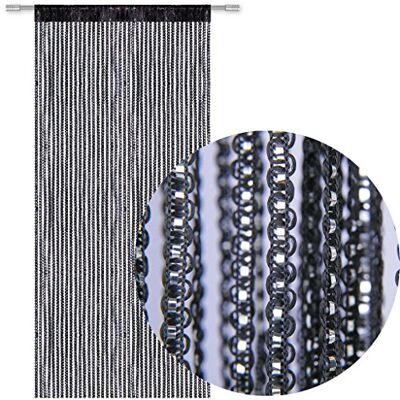 Bestlivings Deurgordijn, draad, metallic look, met stangdoorvoer, zeer trendy, verkrijgbaar in vele keuzes, 90 x 250 cm, zwart-zwart Bestlivings Deurgordijn, draad, metallic look, met stangdoorvoer, zeer trendy, verkrijgbaar in vele keuzes, 90 x 250 cm, zwart-zwart