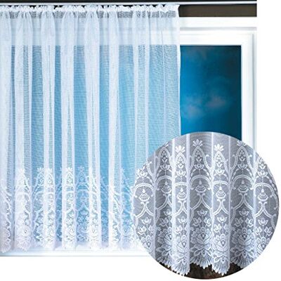arsvita Felicitas Jacquard gordijn met plooiband, universele kanten look, bloemenpatroon, wit, assortiment: 300 x 145 cm arsvita Felicitas Jacquard gordijn met plooiband, universele kanten look, bloemenpatroon, wit, assortiment: 300 x 145 cm