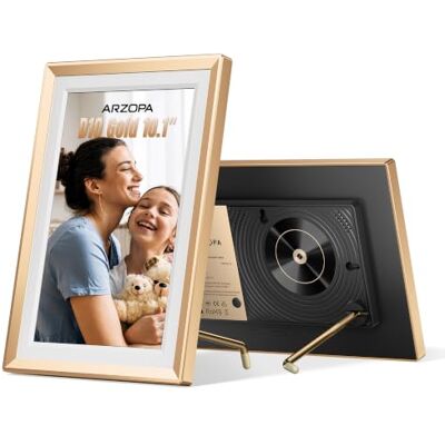 ARZOPA D10 Digitale fotolijst met internetverbinding, 10,1 inch, gratis en onbeperkte cloud-opslag HD-touchscreen, metalen lijst, onbeperkt foto’s en video's delen, gepersonaliseerd cadeau, goud ARZOPA D10 Digitale fotolijst met internetverbinding, 10,1 inch, gratis en onbeperkte cloud-opslag HD-touchscreen, metalen lijst, onbeperkt foto’s en video's delen, gepersonaliseerd cadeau, goud