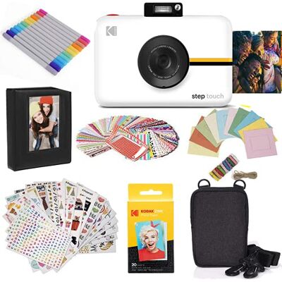 Kodak Step Touch Instant camera met 3,5 inch lcd-touchscreen (wit) bundel: etui, album, markers, verpakking van 20 zinkpapier, stickers Kodak Step Touch Instant camera met 3,5 inch lcd-touchscreen (wit) bundel: etui, album, markers, verpakking van 20 zinkpapier, stickers