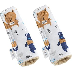 Medi Partners 2 stuks gordelbeschermer voor auto, 17 x 22 cm, baby, 100% katoen, minky dubbelzijdig, sportwagen, wrijvingspunten (boho met beige minky) Medi Partners 2 stuks gordelbeschermer voor auto, 17 x 22 cm, baby, 100% katoen, minky dubbelzijdig, sportwagen, wrijvingspunten (boho met beige minky)