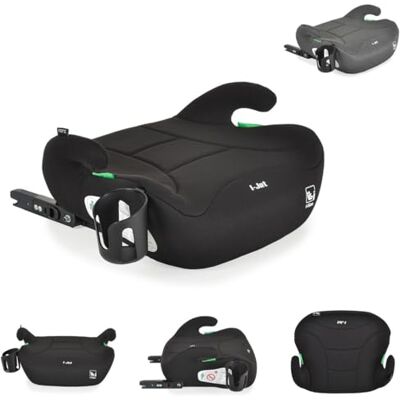 Moni , Kinderzitje, i-Jet verhoging (125-150 cm), groep 3, Isofix drankhouder, kleur: zwart Moni , Kinderzitje, i-Jet verhoging (125-150 cm), groep 3, Isofix drankhouder, kleur: zwart
