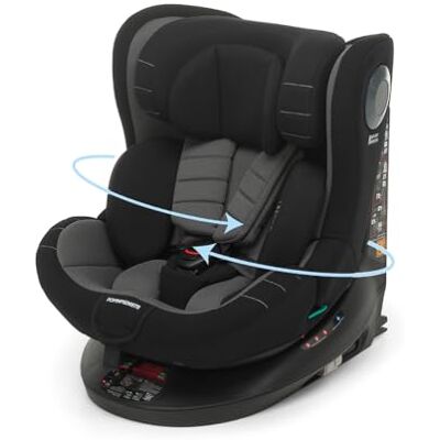 Foppapedretti FP360 Quick i-Size, 360° draaibare zitting voor kinderen van 40 tot 150 cm hoogte, 0 tot 12 jaar, ECE R129, Dualfix-bevestiging (Isofix en niet), Safe Body Protection, zwart Foppapedretti FP360 Quick i-Size, 360° draaibare zitting voor kinderen van 40 tot 150 cm hoogte, 0 tot 12 jaar, ECE R129, Dualfix-bevestiging (Isofix en niet), Safe Body Protection, zwart
