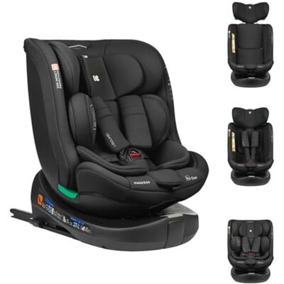 Kikka Boo i-Round i-Size kinderzitje (40-150 cm), Isofix, 360 graden draaibaar, riem, kleur: zwart Kikka Boo i-Round i-Size kinderzitje (40-150 cm), Isofix, 360 graden draaibaar, riem, kleur: zwart