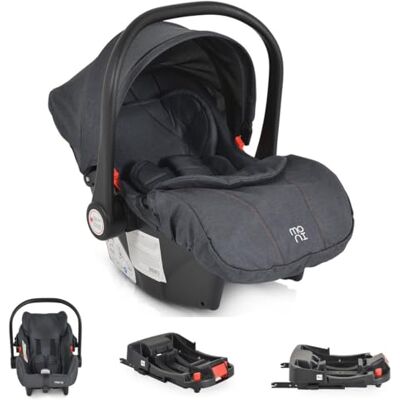 Moni Trio Set babyhoes met Isofix Royal basis, i-Size (40-87cm), adapter, kleur: zwart Moni Trio Set babyhoes met Isofix Royal basis, i-Size (40-87cm), adapter, kleur: zwart