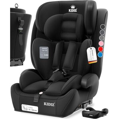 KIDIZ ® Isofix i-Size R129 kinderautostoel van 100-150 cm tot 12 jaar, groep 1/2/3, groeistoel, 5-punts gordel en in hoogte verstelbare hoofdsteun, zwart KIDIZ ® Isofix i-Size R129 kinderautostoel van 100-150 cm tot 12 jaar, groep 1/2/3, groeistoel, 5-punts gordel en in hoogte verstelbare hoofdsteun, zwart
