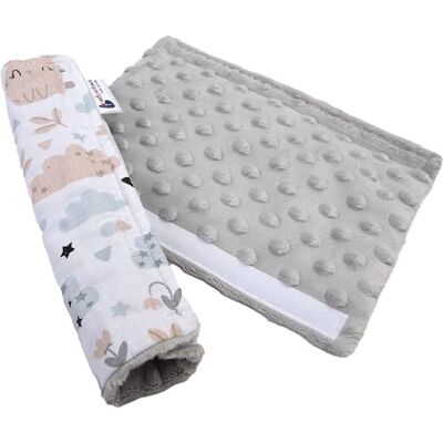 Medi Partners Riembeschermer voor auto, 17 x 22 cm, baby, 100% katoen, minky dubbelzijdig, sportwagen, wrijvingspunten Medi Partners Riembeschermer voor auto, 17 x 22 cm, baby, 100% katoen, minky dubbelzijdig, sportwagen, wrijvingspunten