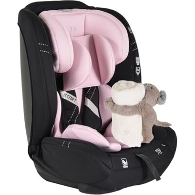 Moni Kinderzitje i-Size Start (76-150 cm), verstelbare hoofdsteun, pluche, kleur: roze Moni Kinderzitje i-Size Start (76-150 cm), verstelbare hoofdsteun, pluche, kleur: roze