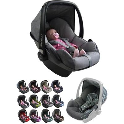 BambiniWelt by Rafael K. BambiniWelt Set van 5 vervangende hoezen voor Maxi-Cosi Pebble babyzitje met stoelhoes, riembekleding, zonneklep en hoofdsteun, kleur: grijs gemêleerd / lichtgrijs BambiniWelt by Rafael K. BambiniWelt Set van 5 vervangende hoezen voor Maxi-Cosi Pebble babyzitje met stoelhoes, riembekleding, zonneklep en hoofdsteun, kleur: grijs gemêleerd / lichtgrijs