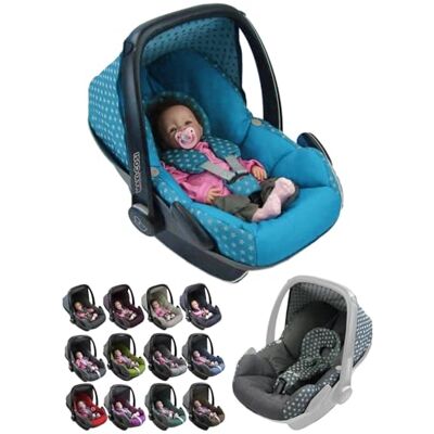 BambiniWelt by Rafael K. Vervangende hoes voor babyzitje, compatibel met Maxi-Cosi Pebble 5-delige complete set met riemkussens, zonnekap en hoofdsteun (turquoise sterren) BambiniWelt by Rafael K. Vervangende hoes voor babyzitje, compatibel met Maxi-Cosi Pebble 5-delige complete set met riemkussens, zonnekap en hoofdsteun (turquoise sterren)