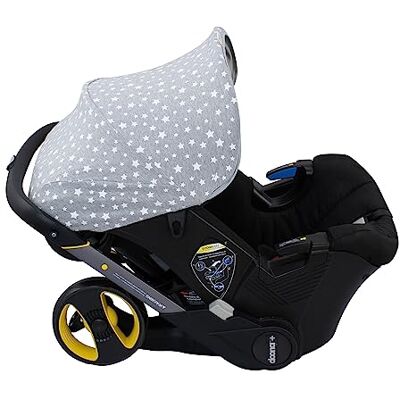 JYOKO KIDS Afdekking voor autostoel en kinderwagen, geschikt voor Doona van 100% katoen (kap, White Star) JYOKO KIDS Afdekking voor autostoel en kinderwagen, geschikt voor Doona van 100% katoen (kap, White Star)