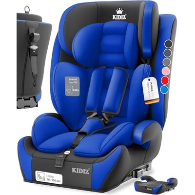 KIDIZ ® Kinderautostoel met Isofix i-Size R129 van 100 tot 150 cm tot 12 jaar, groep 1/2/3, groeiende autostoel, 5-punts gordel en in hoogte verstelbare hoofdsteun, blauw KIDIZ ® Kinderautostoel met Isofix i-Size R129 van 100 tot 150 cm tot 12 jaar, groep 1/2/3, groeiende autostoel, 5-punts gordel en in hoogte verstelbare hoofdsteun, blauw