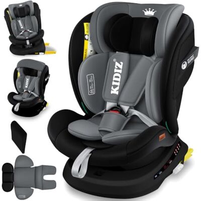 KIDIZ Isofix Top Tether autostoel voor baby‘s en kinderen, 360° draaibaar, kunststof, groep 0/1/2/3, vanaf de geboorte, 0-36 kg, met zonneklep, zwart KIDIZ Isofix Top Tether autostoel voor baby‘s en kinderen, 360° draaibaar, kunststof, groep 0/1/2/3, vanaf de geboorte, 0-36 kg, met zonneklep, zwart