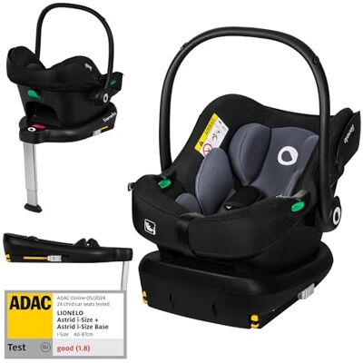 Lionelo Astrid i-Size set: babyautostoel met ISOFIX-basis inbegrepen (40-87 cm, 0-13 kg) ADAC gecertificeerd R129, zijdelingse bescherming, verstelbare hoofdsteun, vormgeheugen, afneembare hoes, zwart/grijs Lionelo Astrid i-Size set: babyautostoel met ISOFIX-basis inbegrepen (40-87 cm, 0-13 kg) ADAC gecertificeerd R129, zijdelingse bescherming, verstelbare hoofdsteun, vormgeheugen, afneembare hoes, zwart/grijs