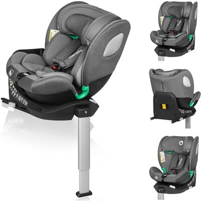 Lionelo Braam i-Size Autostoel, 360° draaibaar, voor kinderen (40-150 cm, 0-12 jaar) – R129 met ISOFIX & krachtpoot – 14 standen verstelbare hoofdsteun – 5 verstelbare posities – zijdelingse bescherming – grijs Lionelo Braam i-Size Autostoel, 360° draaibaar, voor kinderen (40-150 cm, 0-12 jaar) – R129 met ISOFIX & krachtpoot – 14 standen verstelbare hoofdsteun – 5 verstelbare posities – zijdelingse bescherming – grijs
