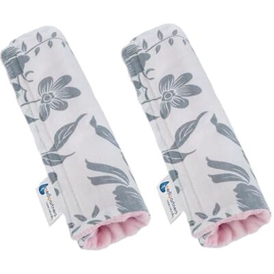 Medi Partners 2 stuks gordelbeschermer voor auto, 17 x 22 cm, baby, 100% katoen, minky dubbelzijdig, sportwagen, wrijvingspunten (bessen met roze minky) Medi Partners 2 stuks gordelbeschermer voor auto, 17 x 22 cm, baby, 100% katoen, minky dubbelzijdig, sportwagen, wrijvingspunten (bessen met roze minky)
