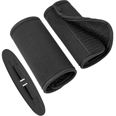 Your Day Mate Breukclip met riembeschermingsset, 3 stuks, in zwart, voor veiligheidsgordelsystemen voor kinderstoelen, zachte neopreen hoes met klittenbandsluiting Your Day Mate Breukclip met riembeschermingsset, 3 stuks, in zwart, voor veiligheidsgordelsystemen voor kinderstoelen, zachte neopreen hoes met klittenbandsluiting