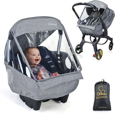 Orzbow Universele regenhoezen voor autostoeltjes, regenbekleding voor babyautostoeltje met tas, greepopening, ritssluiting met snelle toegang en zijdelingse ventilatie, lichtgrijs Orzbow Universele regenhoezen voor autostoeltjes, regenbekleding voor babyautostoeltje met tas, greepopening, ritssluiting met snelle toegang en zijdelingse ventilatie, lichtgrijs