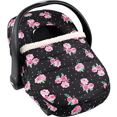 The Peanutshell Autostoelhoes voor babymeisjes, roze bloemenpatroon, winterautostoelhoes The Peanutshell Autostoelhoes voor babymeisjes, roze bloemenpatroon, winterautostoelhoes