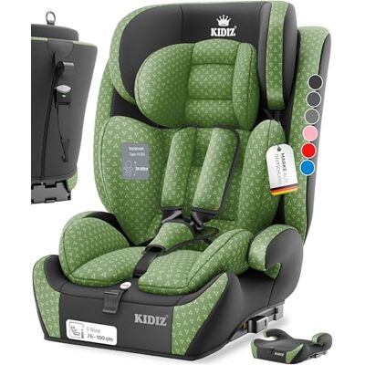 KIDIZ ® Isofix i-Size R129 kinderautostoel van 100-150 cm tot 12 jaar, groep 1/2/3, autostoel groeit, 5-punts gordel, in hoogte verstelbare hoofdsteun, autostoelverhoger, groen KIDIZ ® Isofix i-Size R129 kinderautostoel van 100-150 cm tot 12 jaar, groep 1/2/3, autostoel groeit, 5-punts gordel, in hoogte verstelbare hoofdsteun, autostoelverhoger, groen