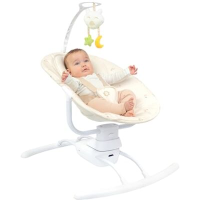 Badabulle Buddy Cream Elektrische babyschommel met 3 snelheden, 8 wiegjes, speelboog Badabulle Buddy Cream Elektrische babyschommel met 3 snelheden, 8 wiegjes, speelboog