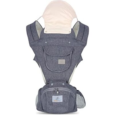 SONARIN Multifunctioneel voor alle seizoenen, babydrager met heupzitting, ergonomisch, ademend, voor en achter, babydraagdoek, meerdere posities, voor 0-36 maanden (grijs) SONARIN Multifunctioneel voor alle seizoenen, babydrager met heupzitting, ergonomisch, ademend, voor en achter, babydraagdoek, meerdere posities, voor 0-36 maanden (grijs)