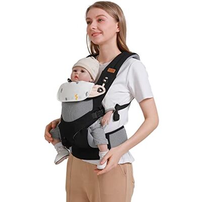 SONARIN 3-in-1 ademende babydrager, multifunctioneel, licht, babydrager voor en achter, ergonomische draagdoek, meerdere posities voor pasgeborenen, baby's, kinderen, 3-48 maanden (zwart) SONARIN 3-in-1 ademende babydrager, multifunctioneel, licht, babydrager voor en achter, ergonomische draagdoek, meerdere posities voor pasgeborenen, baby's, kinderen, 3-48 maanden (zwart)