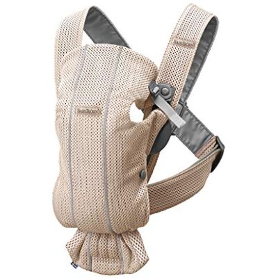 BabyBjörn Babydrager Mini, 3D-netstof, parelmoer roze BabyBjörn Babydrager Mini, 3D-netstof, parelmoer roze