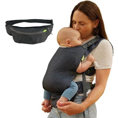 INFANTINO Fold & Go 2-in-1 babydraagzak, compact en licht, verstelbaar, voor baby's van 5,4 tot 18,1 kg, grijs INFANTINO Fold & Go 2-in-1 babydraagzak, compact en licht, verstelbaar, voor baby's van 5,4 tot 18,1 kg, grijs