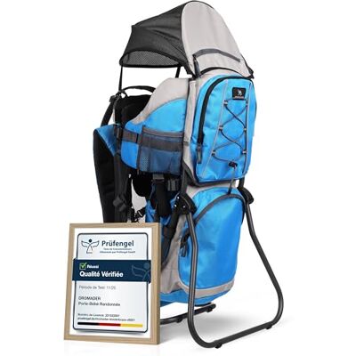 DROMADER Babydrager voor wandelen, comfortabel tot 22 kg, met isolatievak, zonneklep en regenbescherming, blauw DROMADER Babydrager voor wandelen, comfortabel tot 22 kg, met isolatievak, zonneklep en regenbescherming, blauw