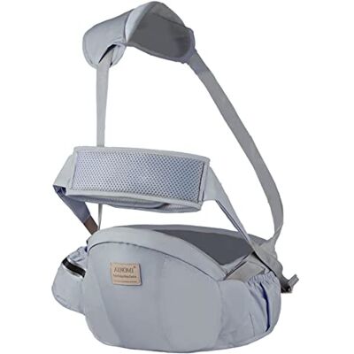 SONARIN Multifunctionele ademende babydrager heupzitje, ergonomische buikdrager taillekruk met veiligheidsgordel en schouderriem voor peuters van 3-36 maanden (grijs) SONARIN Multifunctionele ademende babydrager heupzitje, ergonomische buikdrager taillekruk met veiligheidsgordel en schouderriem voor peuters van 3-36 maanden (grijs)