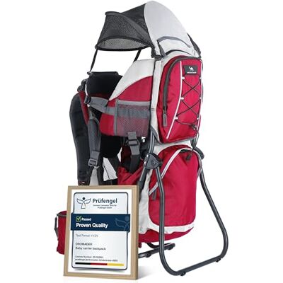 DROMADER Babydrager voor wandelen, comfortabel tot 22 kg, met isolatietas, zonneklep en regenbescherming, rood DROMADER Babydrager voor wandelen, comfortabel tot 22 kg, met isolatietas, zonneklep en regenbescherming, rood