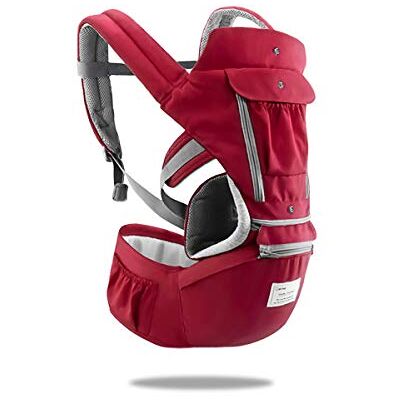 SONARIN Hipseat 3-in-1 multifunctionele babydrager, voor en achter, 100% katoen, ergonomisch, één maat, rood SONARIN Hipseat 3-in-1 multifunctionele babydrager, voor en achter, 100% katoen, ergonomisch, één maat, rood