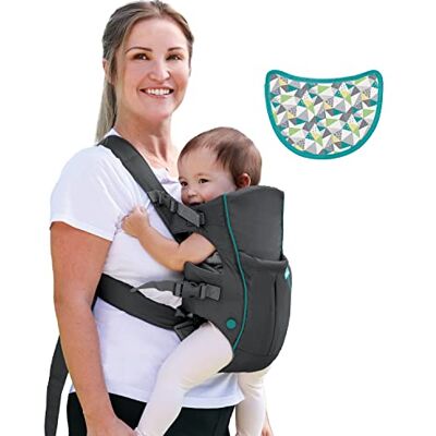INFANTINO Swift Classic grijze babydrager met zak en slabbetje INFANTINO Swift Classic grijze babydrager met zak en slabbetje