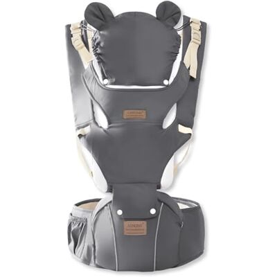 SONARIN Porte-bébé multifonctionnel 3 en 1 avec siège de hanche, porte-bébé ergonomique et respirant, sac à dos, porte-bébé avant multi-positions pour 0 à 36 mois (gris) SONARIN Porte-bébé multifonctionnel 3 en 1 avec siège de hanche, porte-bébé ergonomique et respirant, sac à dos, porte-bébé avant multi-positions pour 0 à 36 mois (gris)