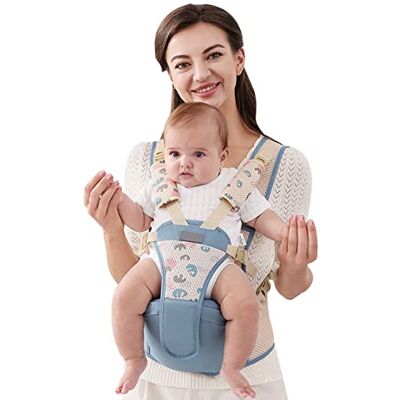 SONARIN Ademende eenvoudige draagzak heupzitje, multifunctionele babydrager voor, draagdoek, draagdoek, buikdrager, ergonomisch, voor pasgeborenen, 0-36 maanden (blauw) SONARIN Ademende eenvoudige draagzak heupzitje, multifunctionele babydrager voor, draagdoek, draagdoek, buikdrager, ergonomisch, voor pasgeborenen, 0-36 maanden (blauw)