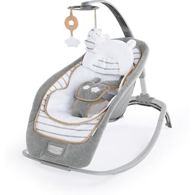 Ingenuity , Bella Tedy babywipstoel en babyzitje met trillingen, speelboog, 2 speelgoed, 12 melodieën, opvouwbaar, volume verstelbaar, ergonomisch, vanaf de geboorte tot 18 kg Ingenuity , Bella Tedy babywipstoel en babyzitje met trillingen, speelboog, 2 speelgoed, 12 melodieën, opvouwbaar, volume verstelbaar, ergonomisch, vanaf de geboorte tot 18 kg