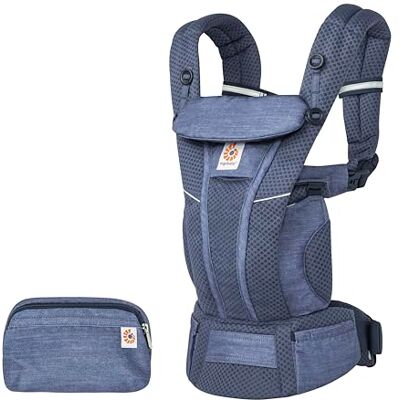 Ergobaby Omni Breeze Babydrager voor pasgeborenen, vanaf de geboorte tot 20,4 kg, ergonomische babydrager met 4 posities van Softflex mesh voor buik, zijkant en rug, Heathered Denim Blue Ergobaby Omni Breeze Babydrager voor pasgeborenen, vanaf de geboorte tot 20,4 kg, ergonomische babydrager met 4 posities van Softflex mesh voor buik, zijkant en rug, Heathered Denim Blue