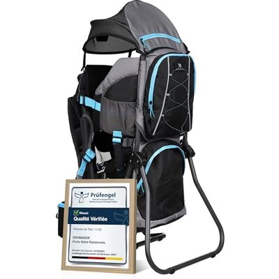 DROMADER Babydrager voor wandelen, comfortabel tot 22 kg, met isolatievak, zonneklep en regenbescherming, zwart en blauw DROMADER Babydrager voor wandelen, comfortabel tot 22 kg, met isolatievak, zonneklep en regenbescherming, zwart en blauw